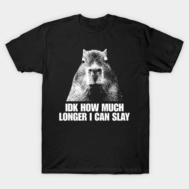 Idk How Much Longer I Can Slay Capybara Sarcastic Dank Meme Shirt Edgy Meme Quote Funny Meme T-Shirt by ILOVEY2K